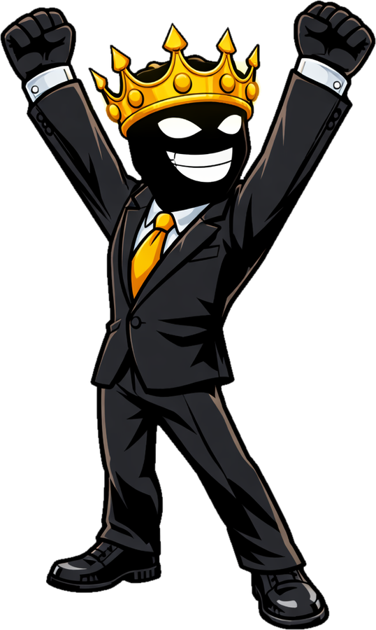 The Cabal with both arms raised in victory